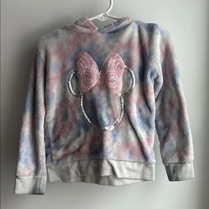 Cozy Pink and Blue Sequin Bow Disney Minnie Mouse Hoodie